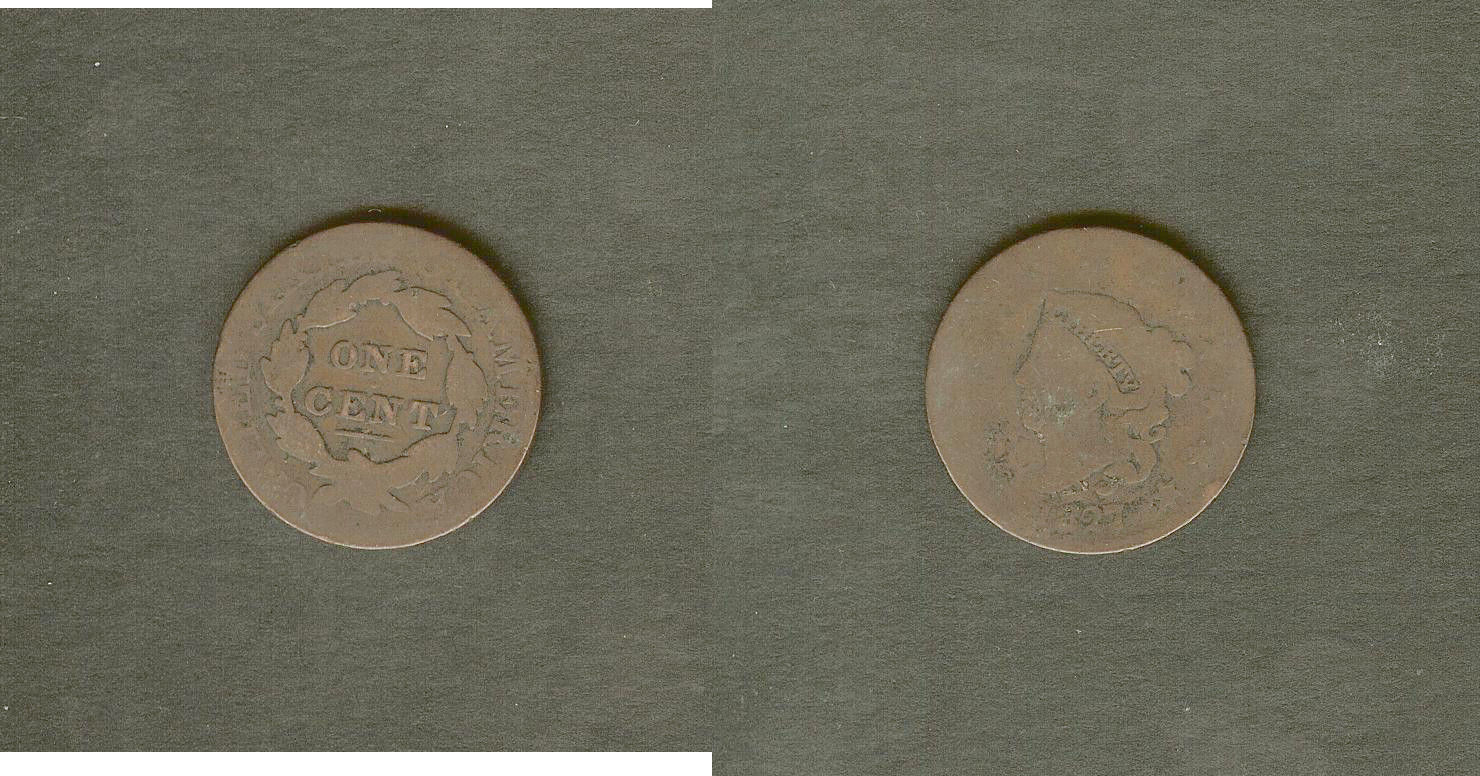 USA 1 cent \"coronet head\" 1827 VG+